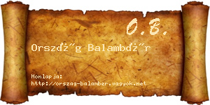 Ország Balambér névjegykártya